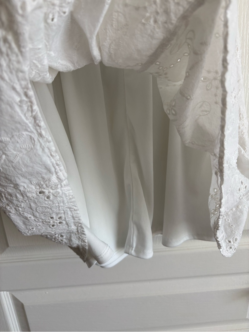 White Eyelet Mini Dress with Tie Front - Picture 11 of 11